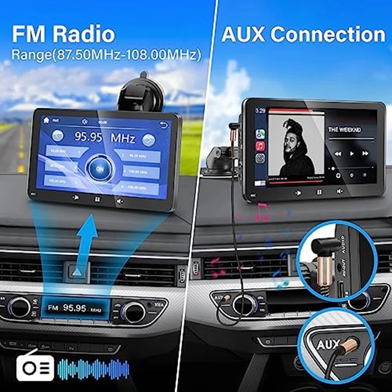 Carplay, Портативная Автомобильная аудиосистема с 7-дюймовым сенсорным экраном, Автомобильное радио С камерой заднего вида, Беспроводной Автомобильный MP5 Для Apple Прост в использовании Изображение 1