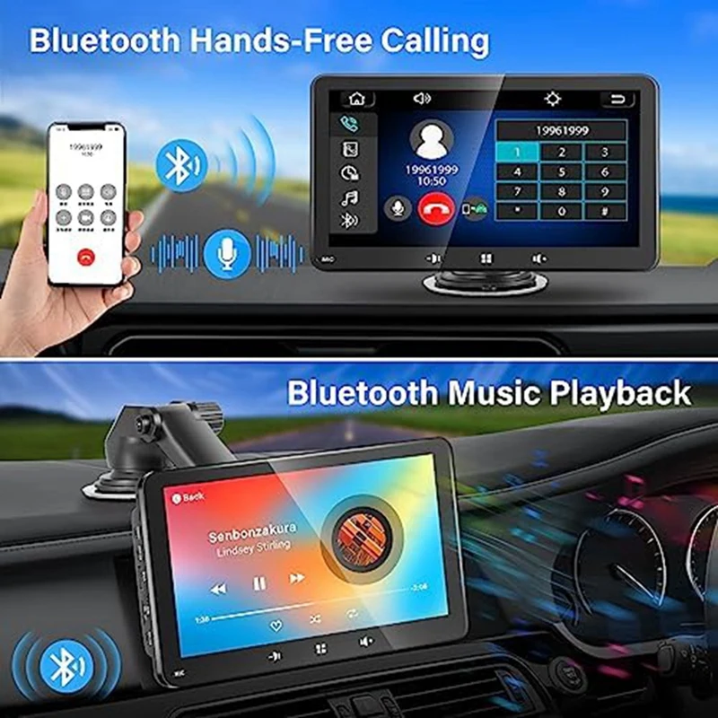Carplay, Портативная Автомобильная аудиосистема с 7-дюймовым сенсорным экраном, Автомобильное радио С камерой заднего вида, Беспроводной Автомобильный MP5 Для Apple Прост в использовании Изображение 2
