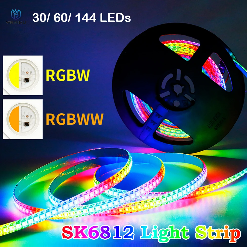 DC5V SK6812 SMD5050 RGBW RGBNW RGBWW 4 В 1 Интеллектуальное Программирование Индивидуально Адресуемая Гибкая Волшебная Светодиодная Пиксельная Декоративная Лента Изображение 0