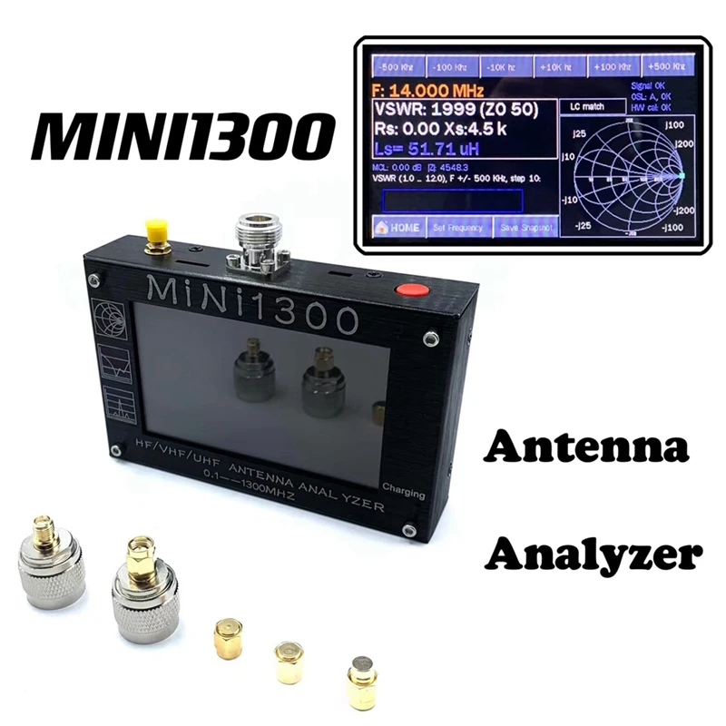 FULL-MINI1300 Plus 5V/1.5A Анализатор Антенн HF VHF UHF 0,1-1300MHZ Частотный Счетчик SWR Метр 0,1-1999 С ЖК-экраном Изображение 0