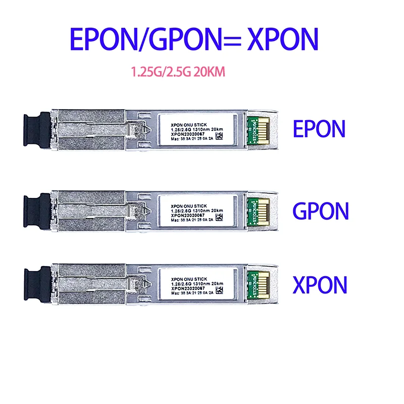 GPON/EPON/XPON SFP ONU Stick С разъемом MAC SC Модуль DDM pon 1.25G/2.5G 1310nm/1490nm Изображение 0