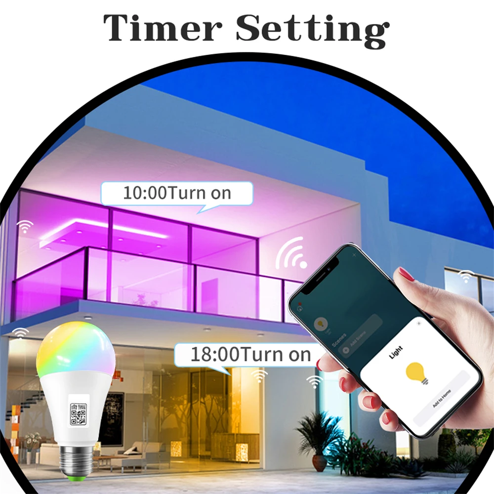 Homekit Wifi Smart Bulb Timer Светодиодная Энергосберегающая Лампа E27 RGB + CW + WW Smart Light 85-265 В Лампы с Голосовым Управлением Siri Изображение 3