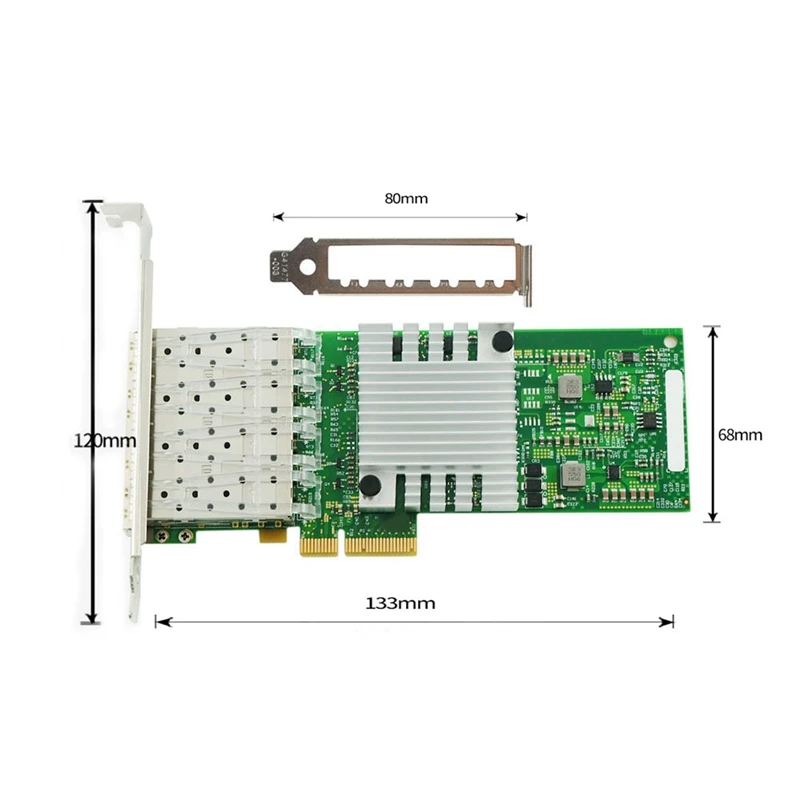 JABS I350-4SFP PCI-Ex4 Гигабитный четырехпортовый волоконно-оптический сервер, Портативная сетевая карта с чипом I350AM4 Изображение 1