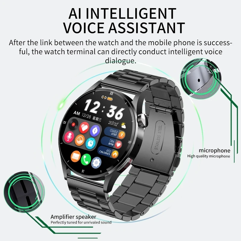 LIGE Новые Мужские Смарт-Часы С Пользовательским Циферблатом Браслет Температура Тела Bluetooth Часы Вызова AI Голосовой Ассистент Спортивные Умные Часы Для Женщин Изображение 2