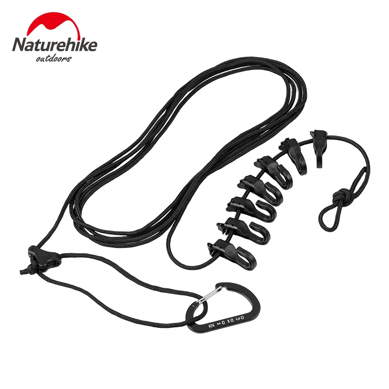Naturehike 4,2 м Подвесная веревка с крючками, Многоцелевая регулируемая бельевая веревка, противоскользящая нейлоновая веревка, слинг, инструменты для кемпинга, Портативные Изображение 0
