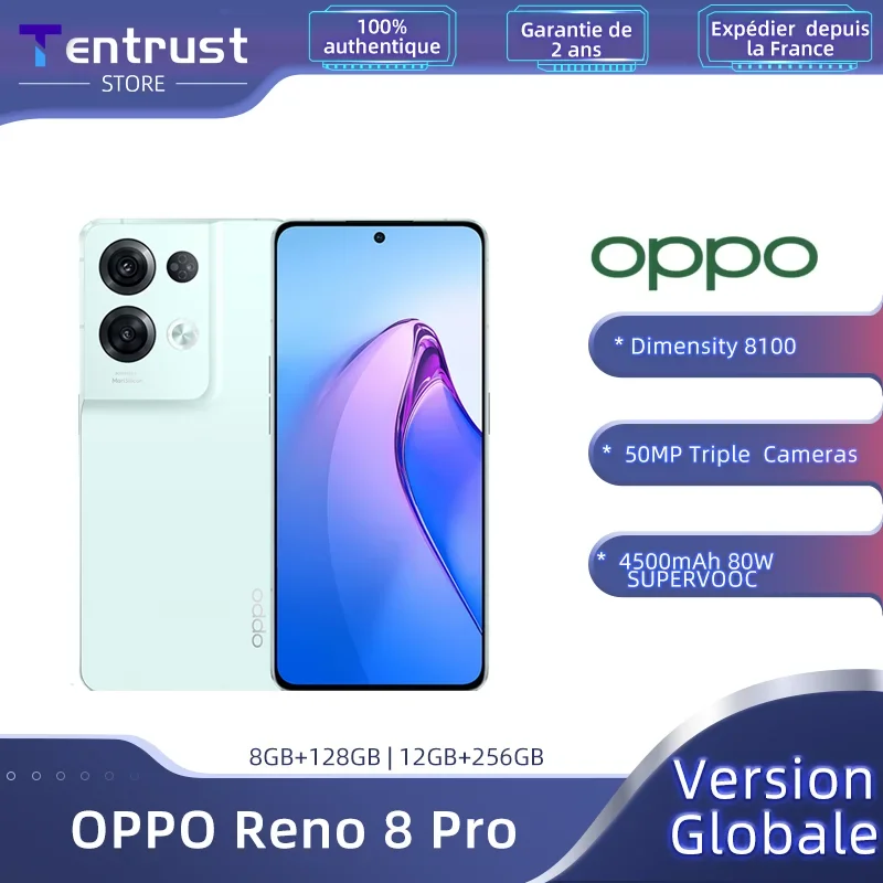 OPPO Reno 8 Pro Глобальная версия смартфона 5G 12 ГБ 256 ГБ MTK с разрешением 8100-Макс 120 Гц AMOLED-дисплей 50 МП Камера 80 Вт SUPERVOOC Изображение 0