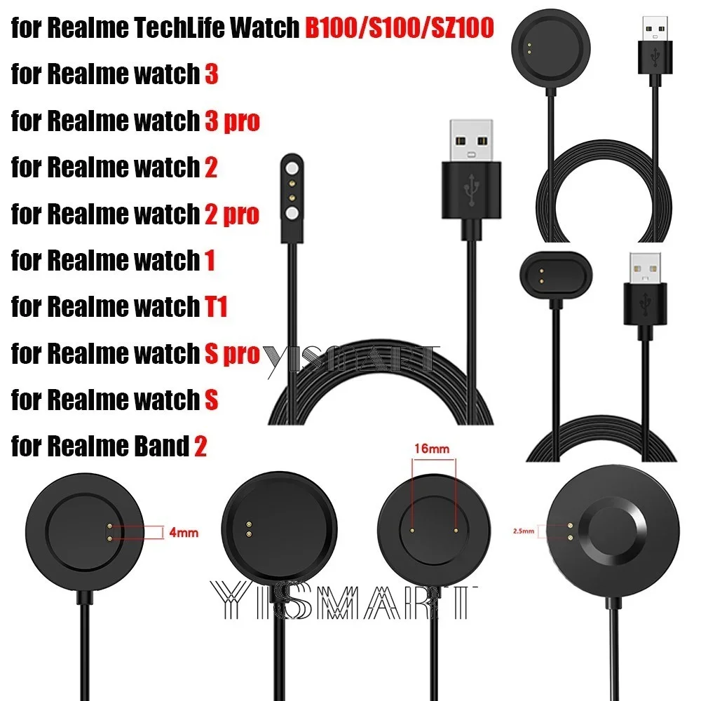 USB Зарядное устройство для Realme Watch 3 2 Pro T1, Кабель Для Зарядки, Док-станция для Realme Watch S pro / Band 2 / Аксессуары Для Часов TechLife Изображение 0