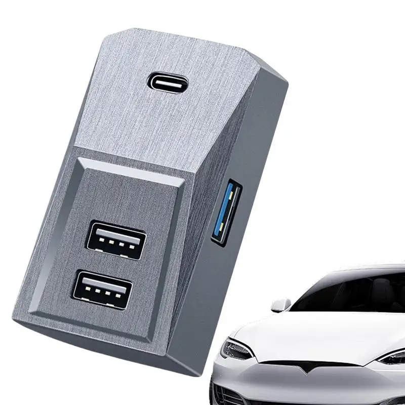 USB-концентратор, автомобильное зарядное устройство, Автомобильное зарядное устройство, бардачок для Tesla, Портативное автомобильное зарядное устройство, видеорегистратор, флэш-накопитель, док-станция для модели Tesla Изображение 0