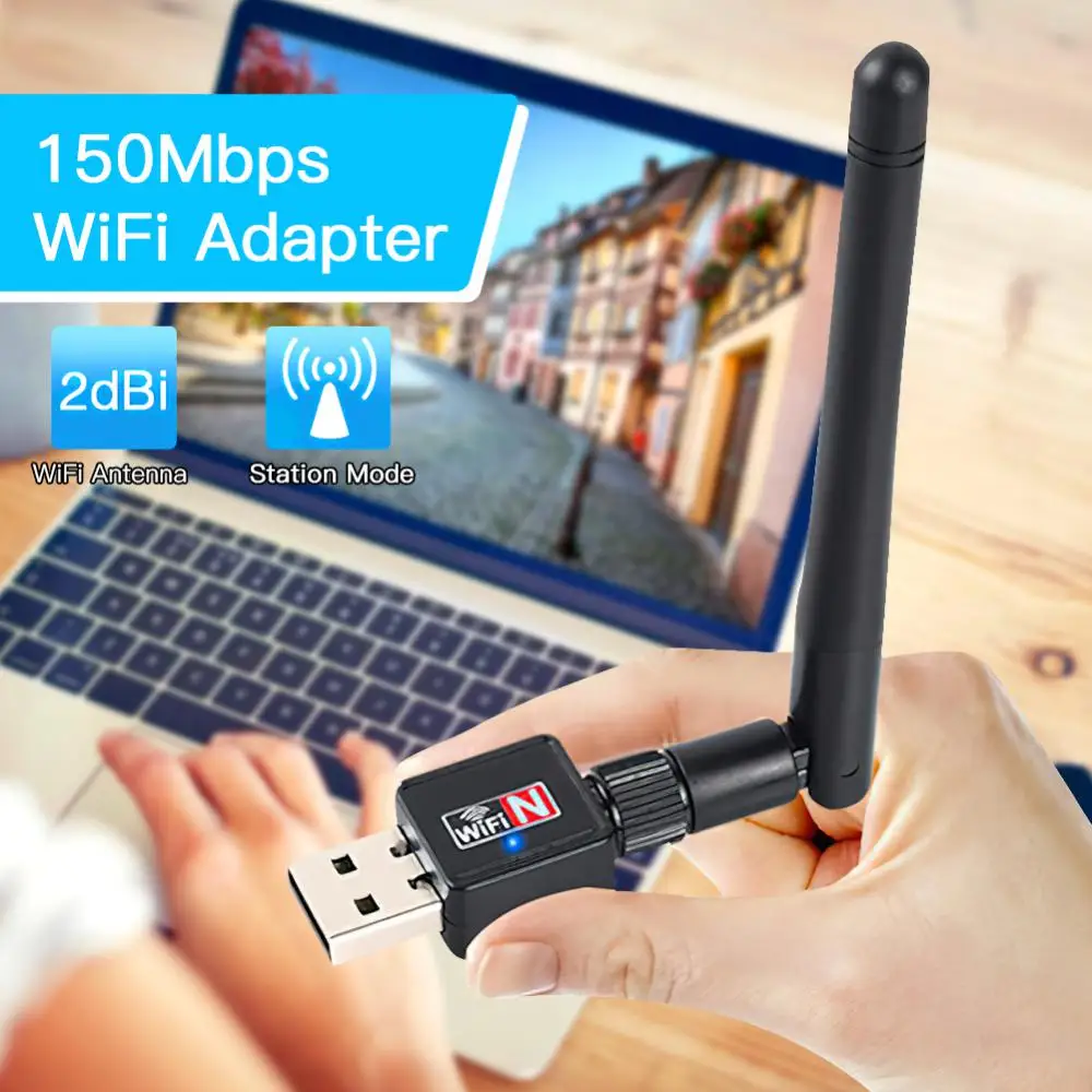 WiFi Адаптер 5 дБ Антенна 150 Мбит/с Lan Беспроводная Сетевая Карта Портативный USB 7601 чип для AHD DVR DVR Изображение 4