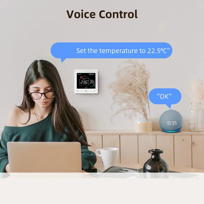 WIFI-термостат для газового котла с радиочастотным регулятором температуры нагрева воды Работает для Google Home Изображение 3