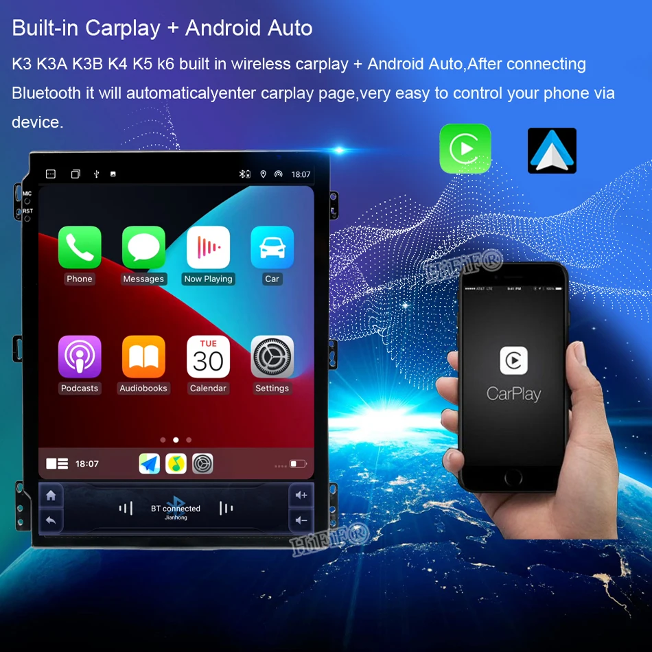Автомагнитола Android 13 в стиле Tesla для Kia Soul AM 2008 2009 2010 2011 Стерео мультимедийный плеер GPS Navi с вертикальным экраном Изображение 2