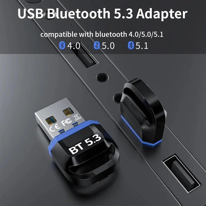 Автомобильный беспроводной передатчик Bluetooth 5.3, адаптер аудиоприемника, USB-ключ, громкая связь для автоматического громкоговорителя, мыши, клавиатуры, ноутбука Изображение 5