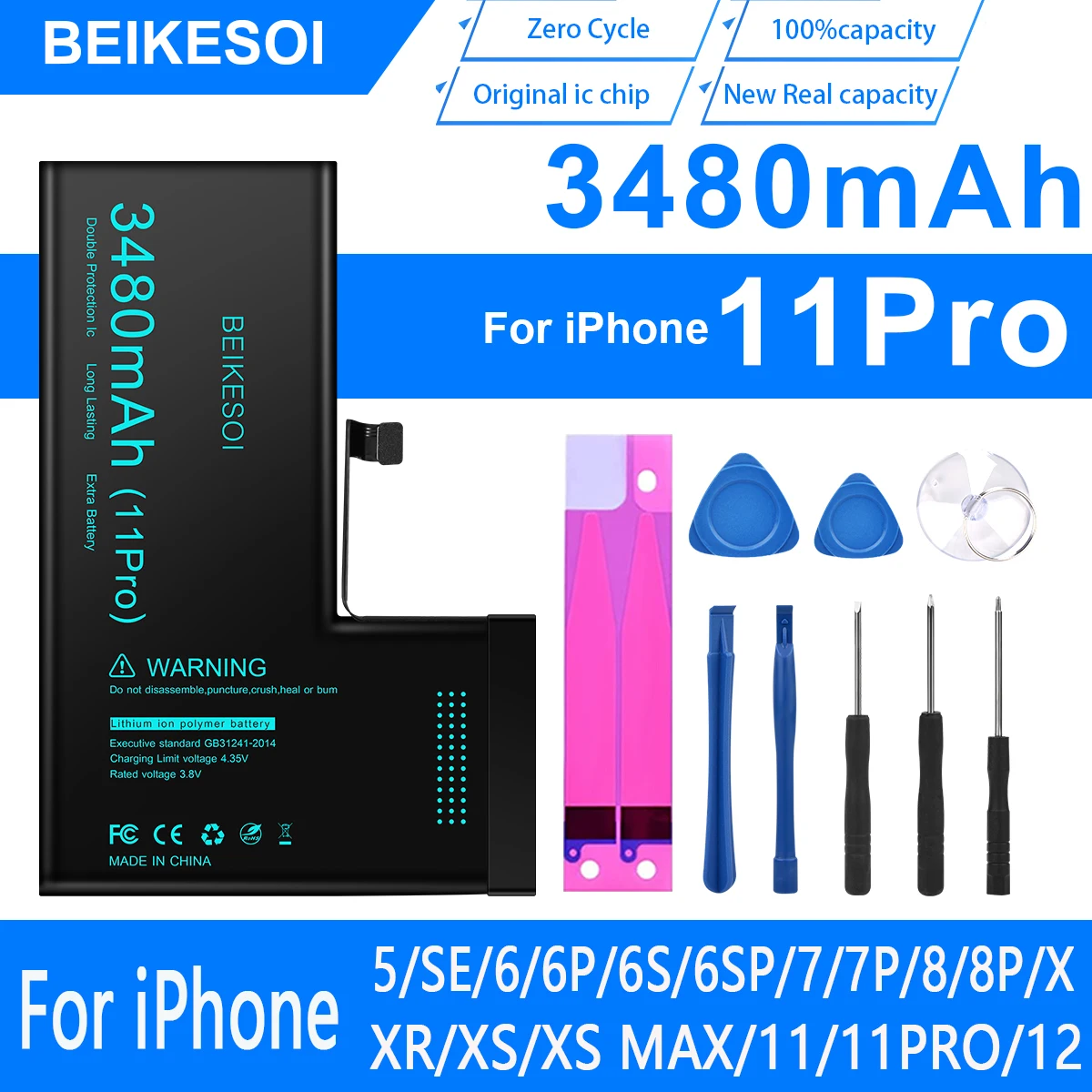 Аккумулятор BEIKESOI для iPhone 11 pro MAX аккумулятор высокой емкости Бесплатная доставка. для iPhone 11pro 11promax Высококачественный аккумулятор Изображение 0