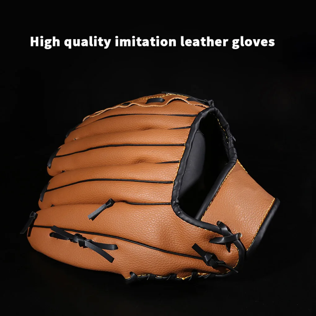 Бейсбольная перчатка из искусственной кожи для занятий спортом на открытом воздухе Бейсболом, софтболом, тренировочной перчаткой, спортивным снаряжением коричневого цвета 12,5 дюймов Изображение 5