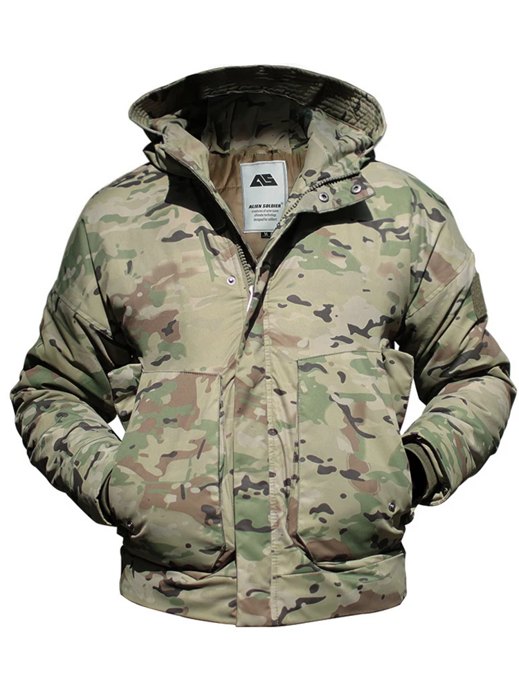 Вездеходное камуфляжное хлопчатобумажное пальто, утолщенное теплое пальто, камуфляжная куртка, тактическая армейская верхняя одежда для фанатов, мужчины Изображение 3