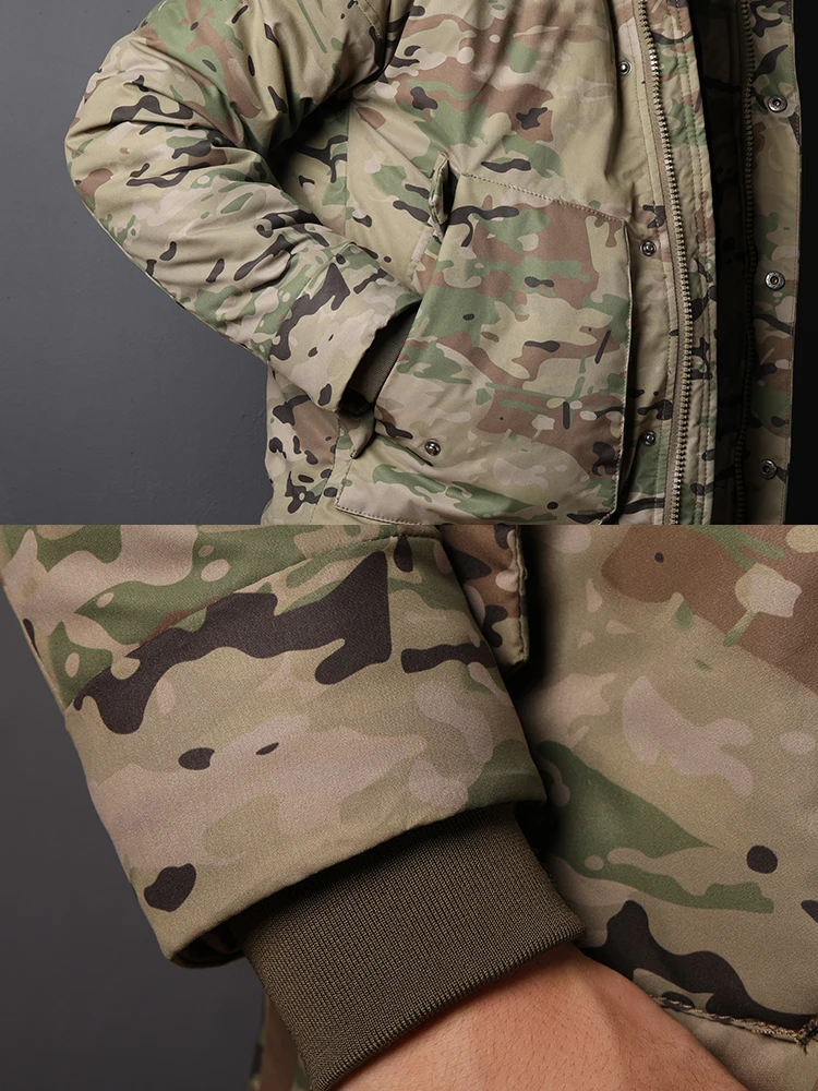 Вездеходное камуфляжное хлопчатобумажное пальто, утолщенное теплое пальто, камуфляжная куртка, тактическая армейская верхняя одежда для фанатов, мужчины Изображение 4