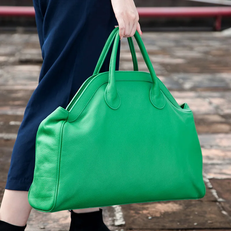 Винтажная женская сумка из натуральной кожи, женская сумка через плечо большой емкости, большая ручка сверху, женская сумка Bolso Mujer, зелено-коричневая Изображение 1