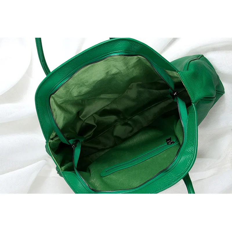 Винтажная женская сумка из натуральной кожи, женская сумка через плечо большой емкости, большая ручка сверху, женская сумка Bolso Mujer, зелено-коричневая Изображение 4