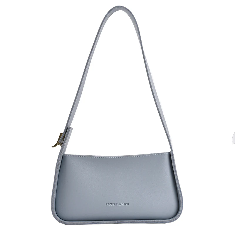 Винтажные женские сумки через плечо, летняя однотонная модная сумка, кожаная женская сумочка и кошелек с широким ремешком, французская женская сумка Изображение 5