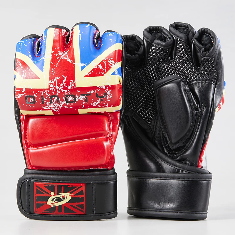 Высококачественные боксерские перчатки на полпальца из искусственной кожи для борьбы ММА, перчатки для кикбоксинга, каратэ, Муай Тай, тренировочные перчатки для мужчин Изображение 0
