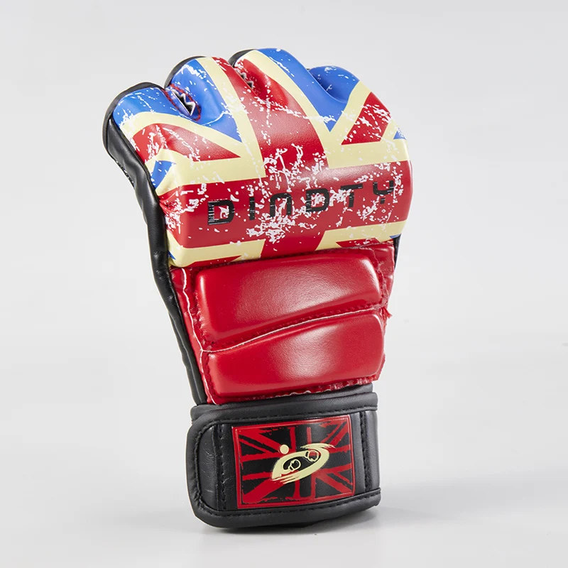 Высококачественные боксерские перчатки на полпальца из искусственной кожи для борьбы ММА, перчатки для кикбоксинга, каратэ, Муай Тай, тренировочные перчатки для мужчин Изображение 2