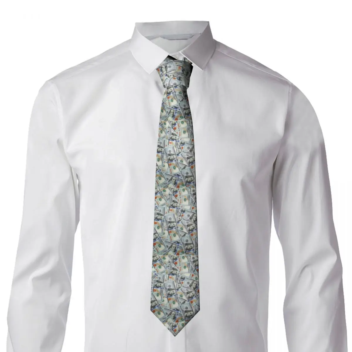 Галстук с рисунком в долларах США для мужчин, официальные денежные шелковые деловые галстуки Изображение 1