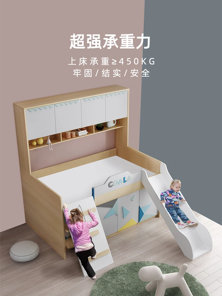 Детская кровать односпальная кровать для хранения, кровать с половинной высотой для мальчиков и девочек, маленькая квартира, встроенная кровать со столом Изображение 4