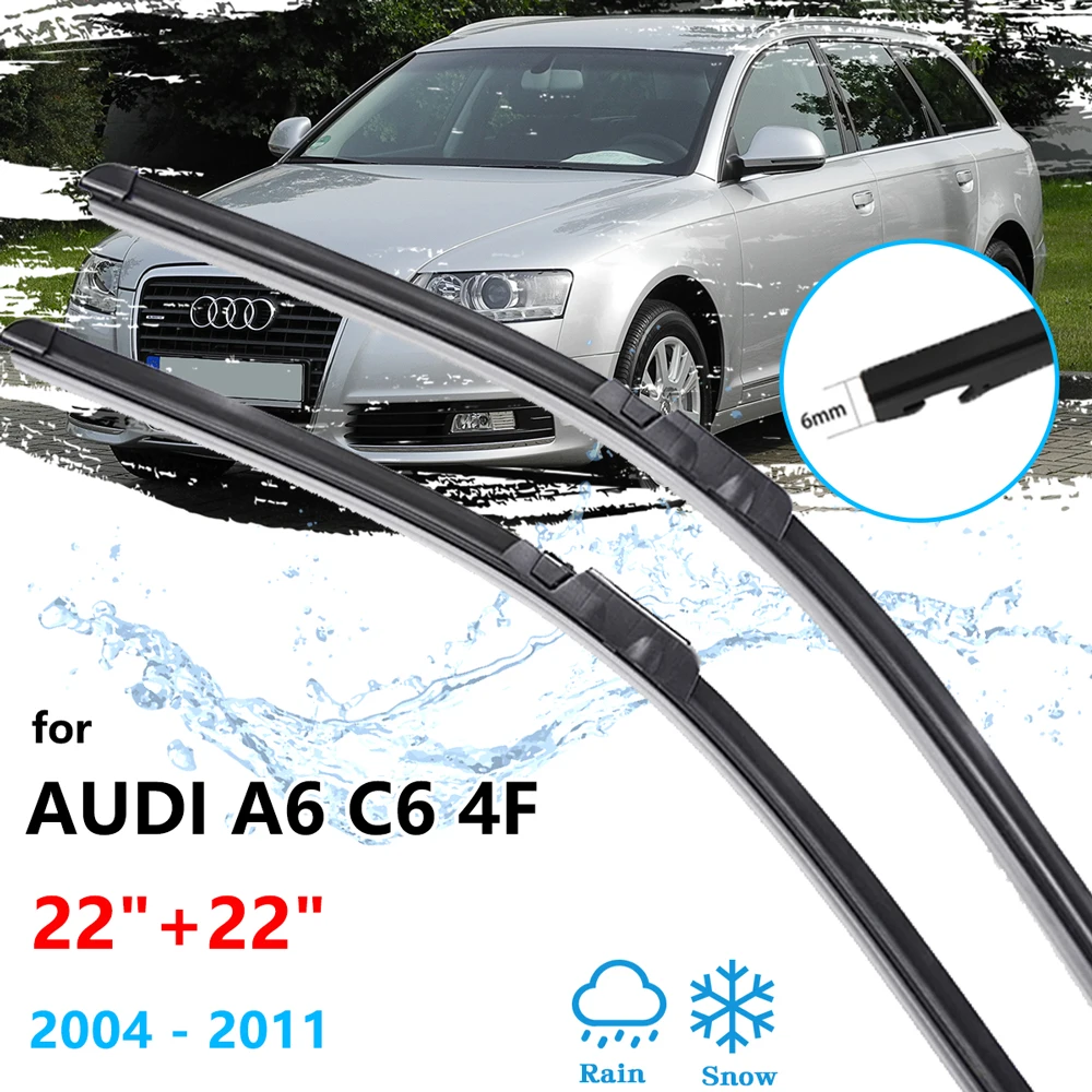 Для Audi A6 C6 4F 2004 ~ 2011 Передние Зимние Щетки стеклоочистителя Для мытья окон Бескаркасные Резиновые Аксессуары для автоматической замены Изображение 1