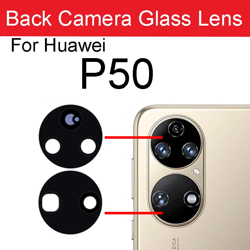 Для Huawei P50 P50 Pro Объектив камеры заднего вида, стеклянный основной объектив с клеящейся наклейкой, запасные части Изображение 1