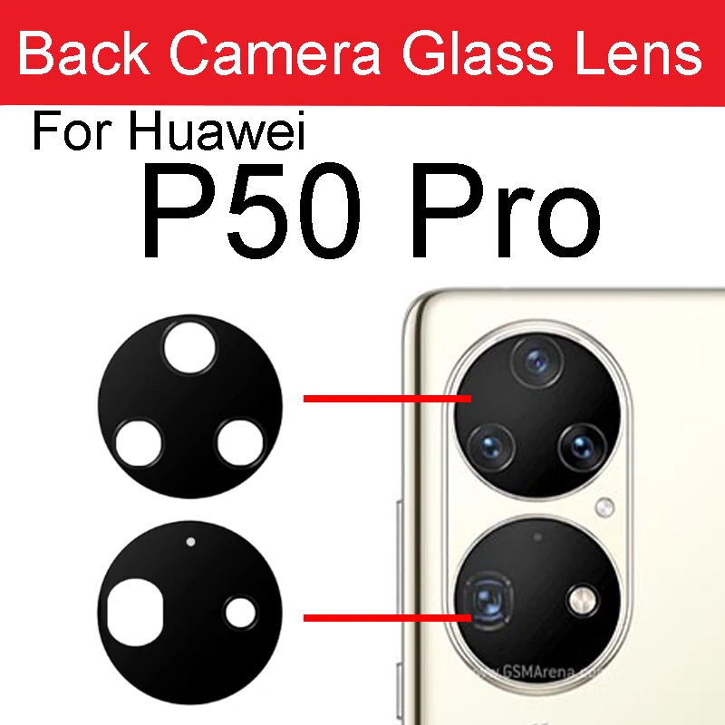 Для Huawei P50 P50 Pro Объектив камеры заднего вида, стеклянный основной объектив с клеящейся наклейкой, запасные части Изображение 2