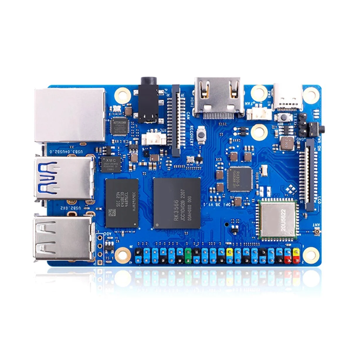 Для Orange Pi 3B Development Board Чип RK3566 Четырехъядерный 64-битный процессор 5V 3A Power 4G + 256GB eMMC с НАМИ Изображение 2