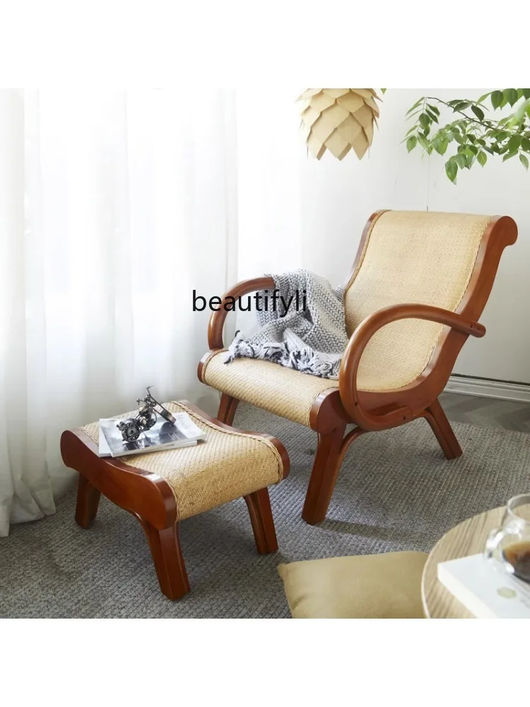 Домашнее кресло из ротанга Nordic Lazy Bone Chair Для взрослых, Балкон, гостиная, Диван со спинкой для сна, мебель для дивана Изображение 1