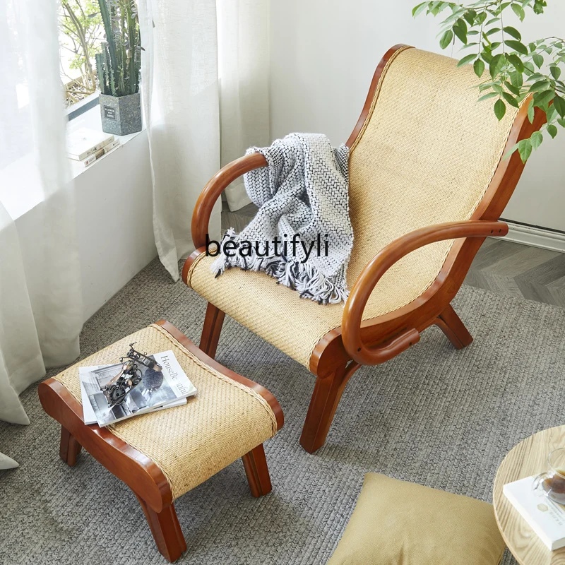 Домашнее кресло из ротанга Nordic Lazy Bone Chair Для взрослых, Балкон, гостиная, Диван со спинкой для сна, мебель для дивана Изображение 2