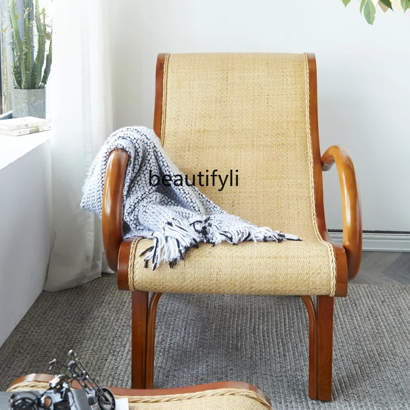 Домашнее кресло из ротанга Nordic Lazy Bone Chair Для взрослых, Балкон, гостиная, Диван со спинкой для сна, мебель для дивана Изображение 3
