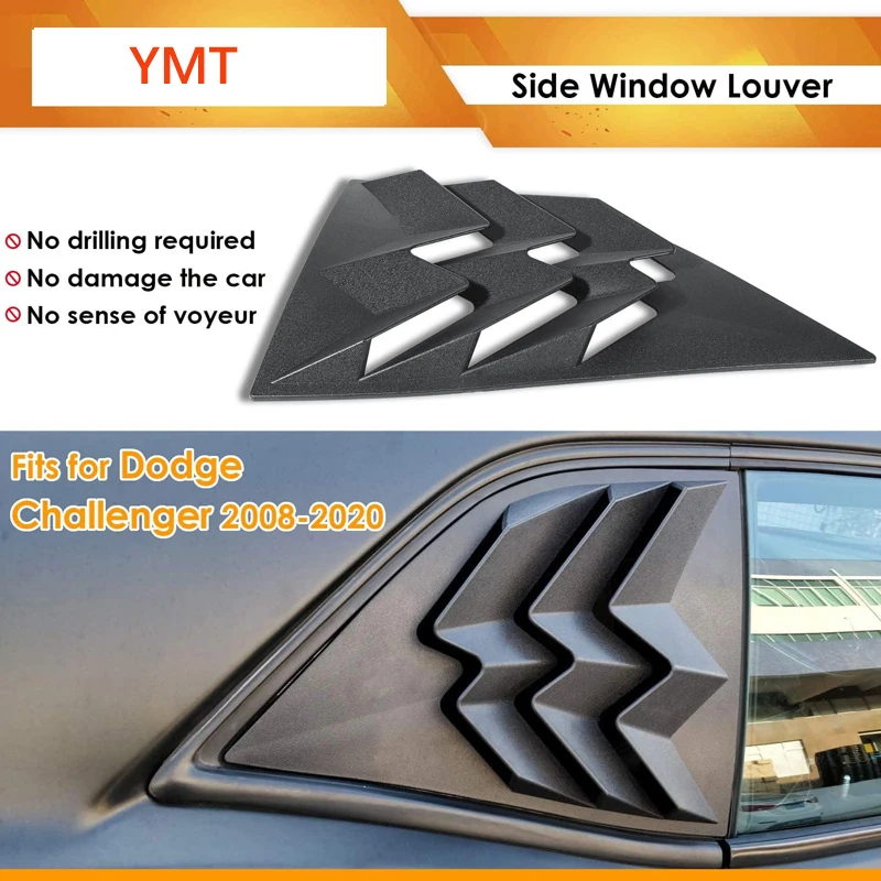 Жалюзи заднего + бокового стекла, подходящие для Dodge Challenger 2008-2021, солнцезащитный козырек, дождевики, лобовое стекло, ABS, подходят для любой погоды (матовый черный) Изображение 2