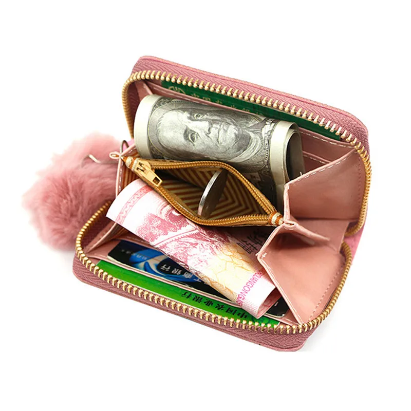 Женский маленький вышитый кошелек с кисточкой для волос, женские кошельки для монет на молнии из искусственной кожи, держатель для кредитных карт, клатч, сумка для денег. Изображение 3