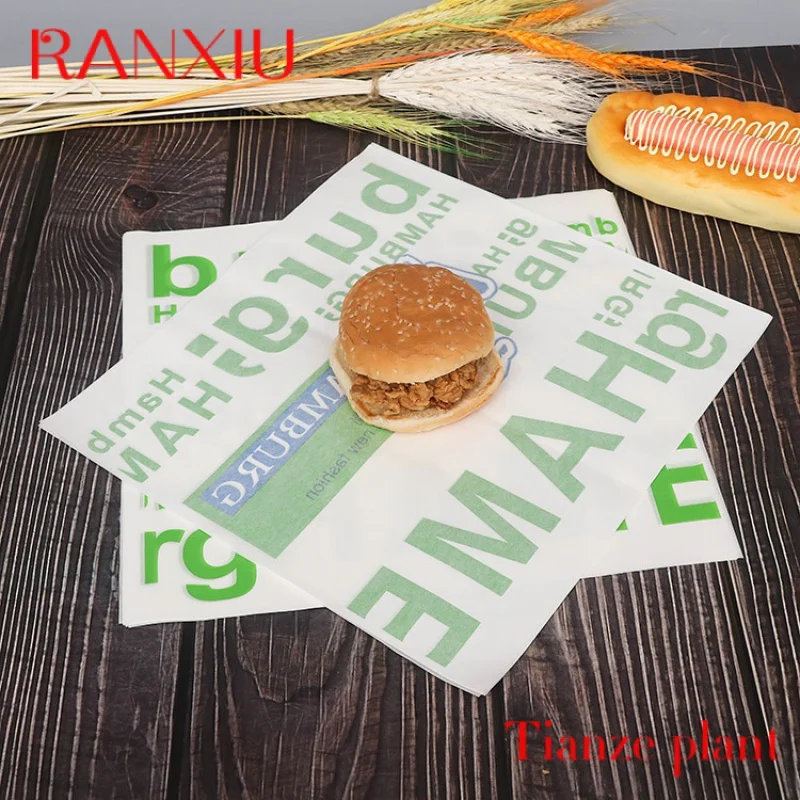 Изготовленная на заказ жиронепроницаемая бумага для упаковки пищевых продуктов с печатью на заказ производители листов бумаги с восковым покрытием для сэндвичей и гамбургеров Изображение 3