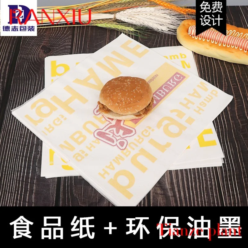 Изготовленная на заказ жиронепроницаемая бумага для упаковки пищевых продуктов с печатью на заказ производители листов бумаги с восковым покрытием для сэндвичей и гамбургеров Изображение 5