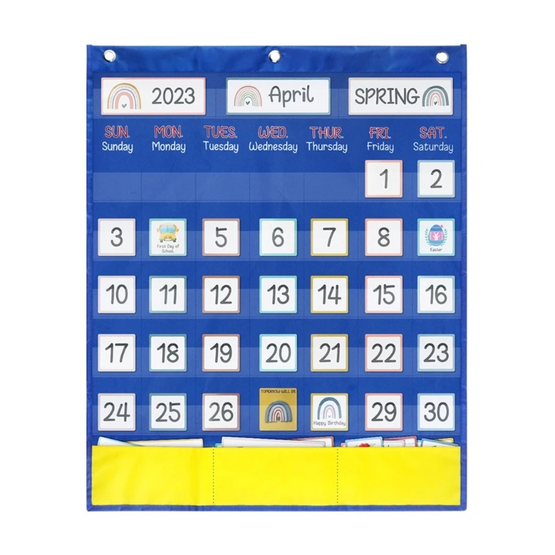 Карманный календарь с 89 карточками, учебный календарь, 20.07x23.62 дюйма, карманный календарь в классе для изучения календаря Изображение 3