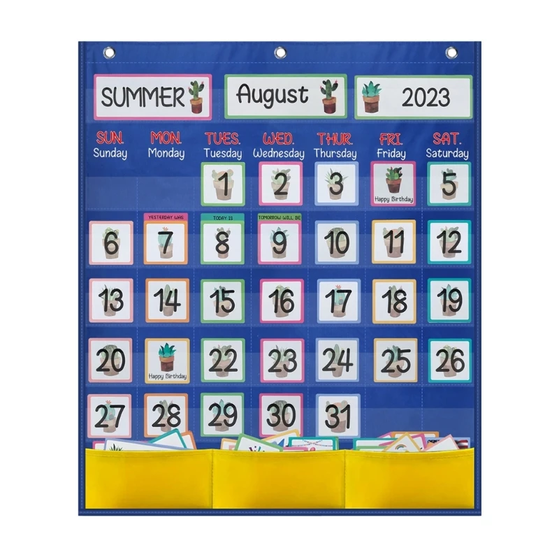 Карманный календарь с 89 карточками, учебный календарь, 20.07x23.62 дюйма, карманный календарь в классе для изучения календаря Изображение 4