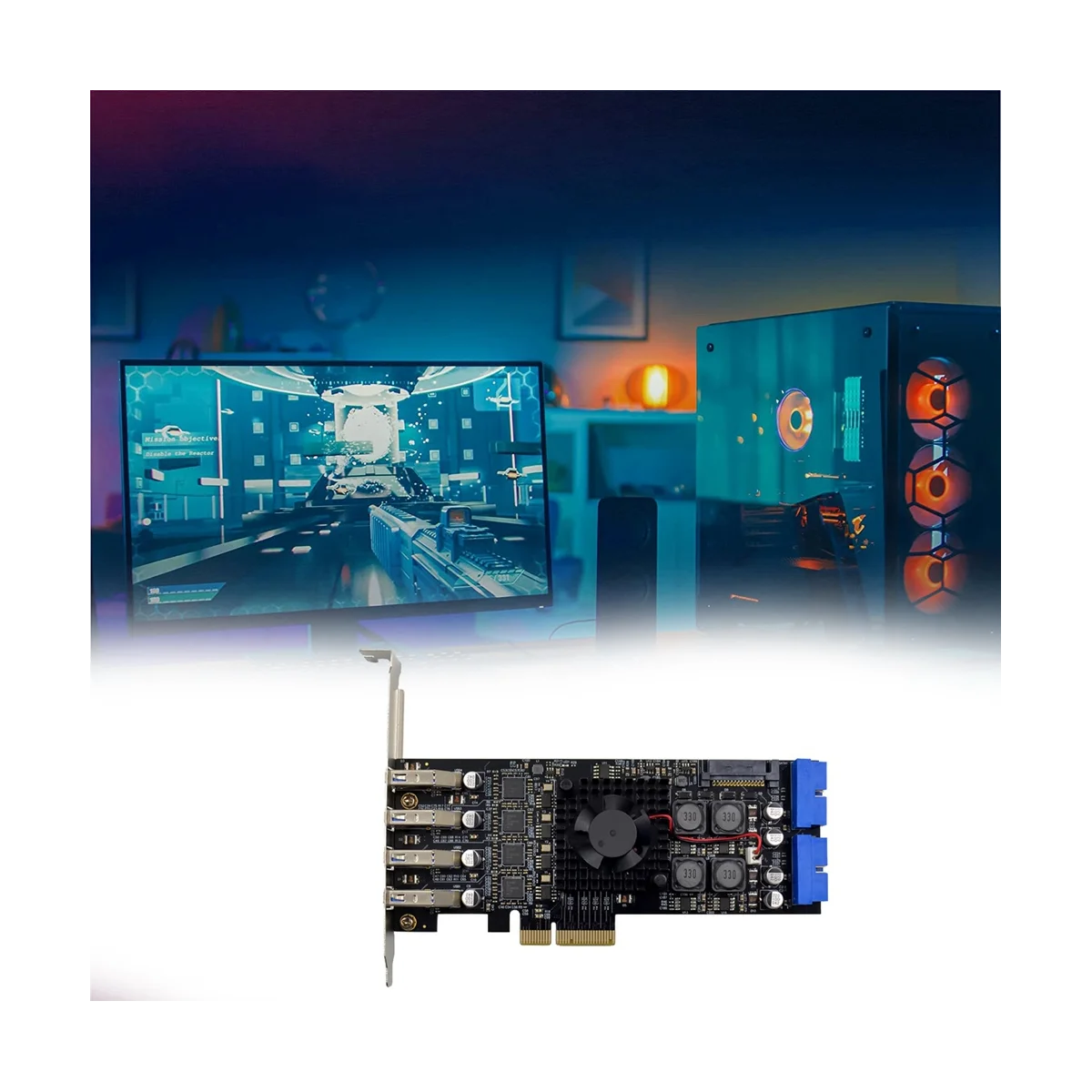 Карта PCI-E X4 ST676 NEC720202 USB3.0 Четырехканальная/ 8-портовая USB3.0 SATA Обеспечивает высокоскоростное преобразование карты промышленного видения Изображение 3