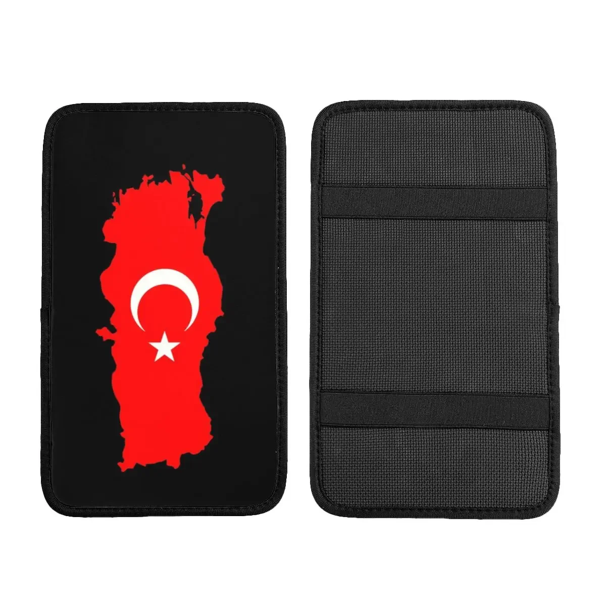 Карта флага Турции, чехол для автомобильного подлокотника, Нескользящий коврик с турецкой Луной и звездой, защита центральной консоли, защита ящика для хранения Изображение 1