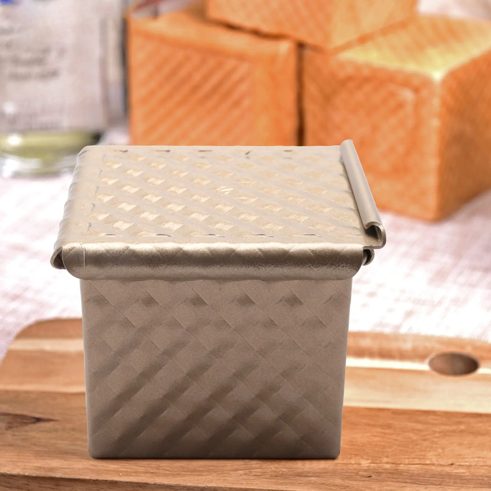 Квадратная форма для хлеба с крышкой, форма для тостов, Форма для хлеба Pullman, форма для хлеба с крышкой, Антипригарная мини-коробка для тостов с водяным кубиком Изображение 2