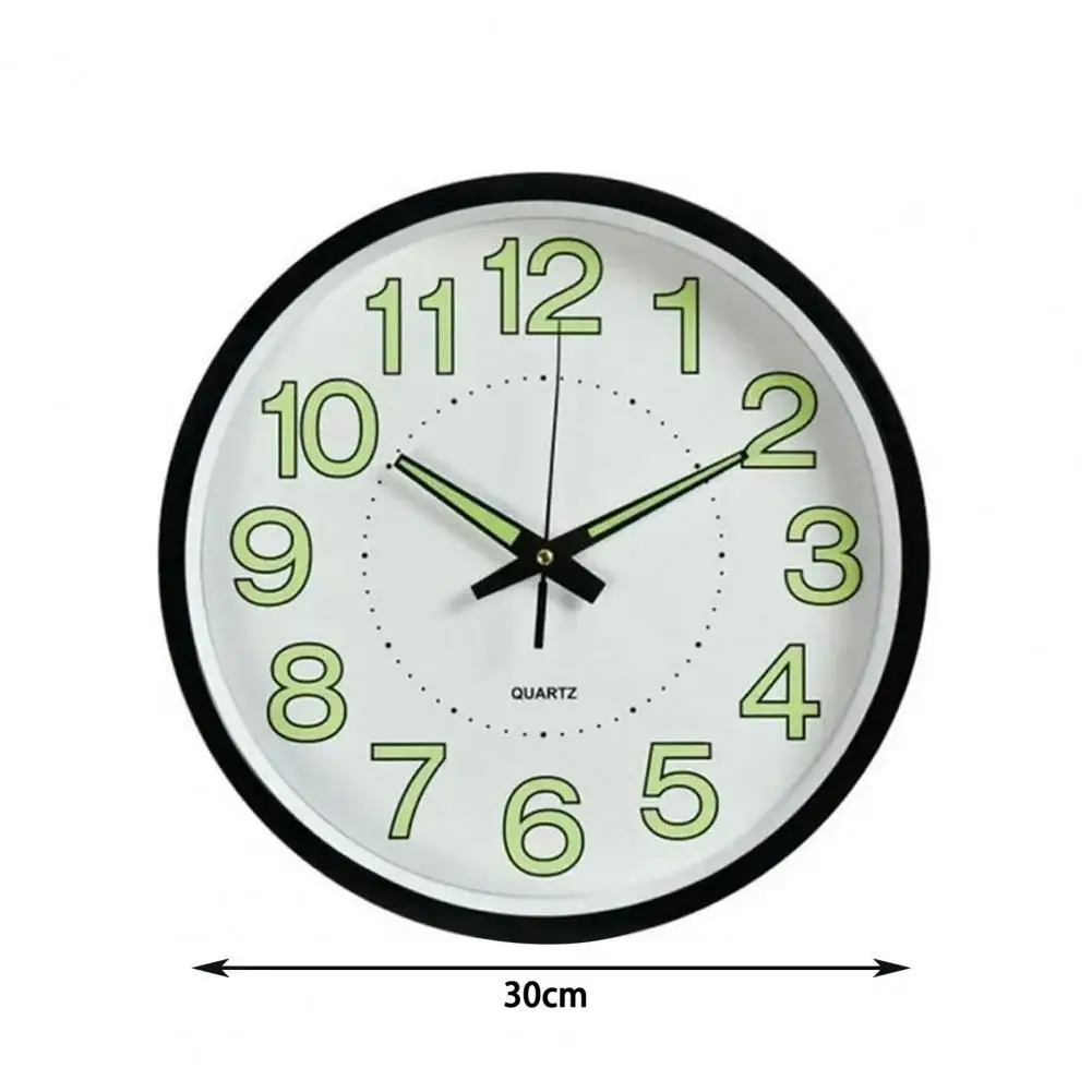 Кварцевые часы Бесшумные Точные Простая установка Светящиеся в темноте 12-дюймовые не тикающие настенные часы с ночником для офиса Изображение 5
