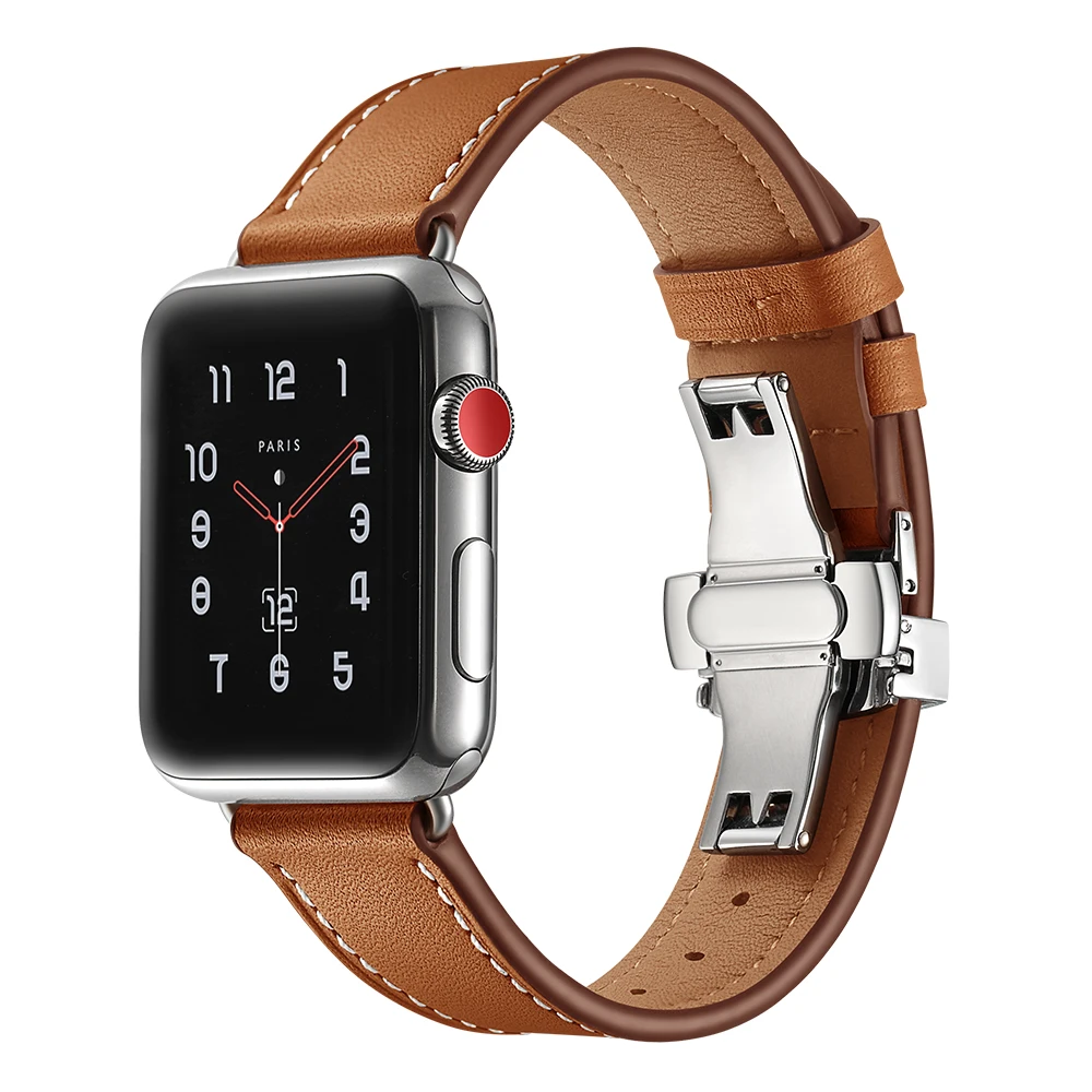 Кожаный ремешок для Apple watch band 45 мм 41 мм 44/40/42/38 мм 49 мм ремешок для часов браслет ремень correa iwatch series 7 3 4 5 6 SE ultra Изображение 1