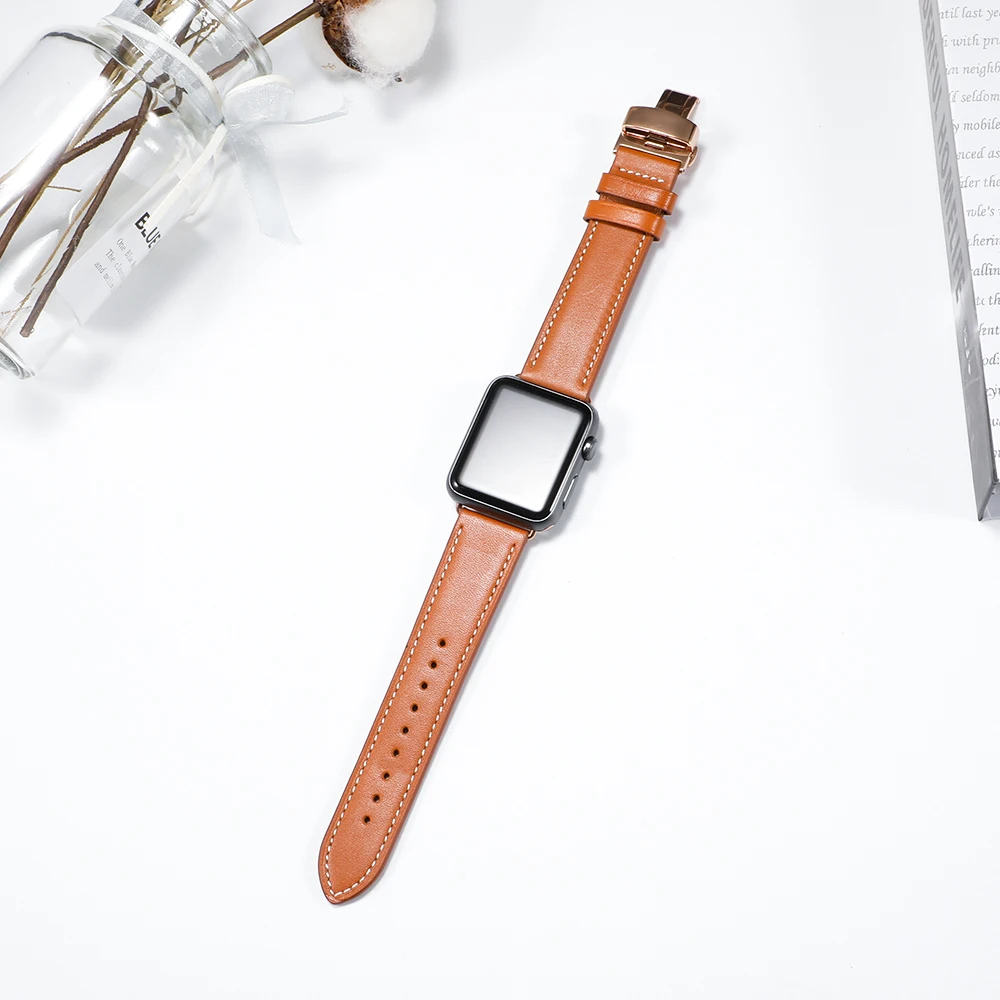 Кожаный ремешок для Apple watch band 45 мм 41 мм 44/40/42/38 мм 49 мм ремешок для часов браслет ремень correa iwatch series 7 3 4 5 6 SE ultra Изображение 2