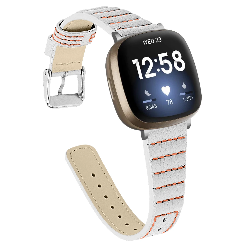 Кожаный ремешок для Fitbit Versa 3 Versa 4-полосный браслет Wave для женщин и мужчин, ремешок для часов correa для Fitbit sense, аксессуары sense 2 Изображение 1