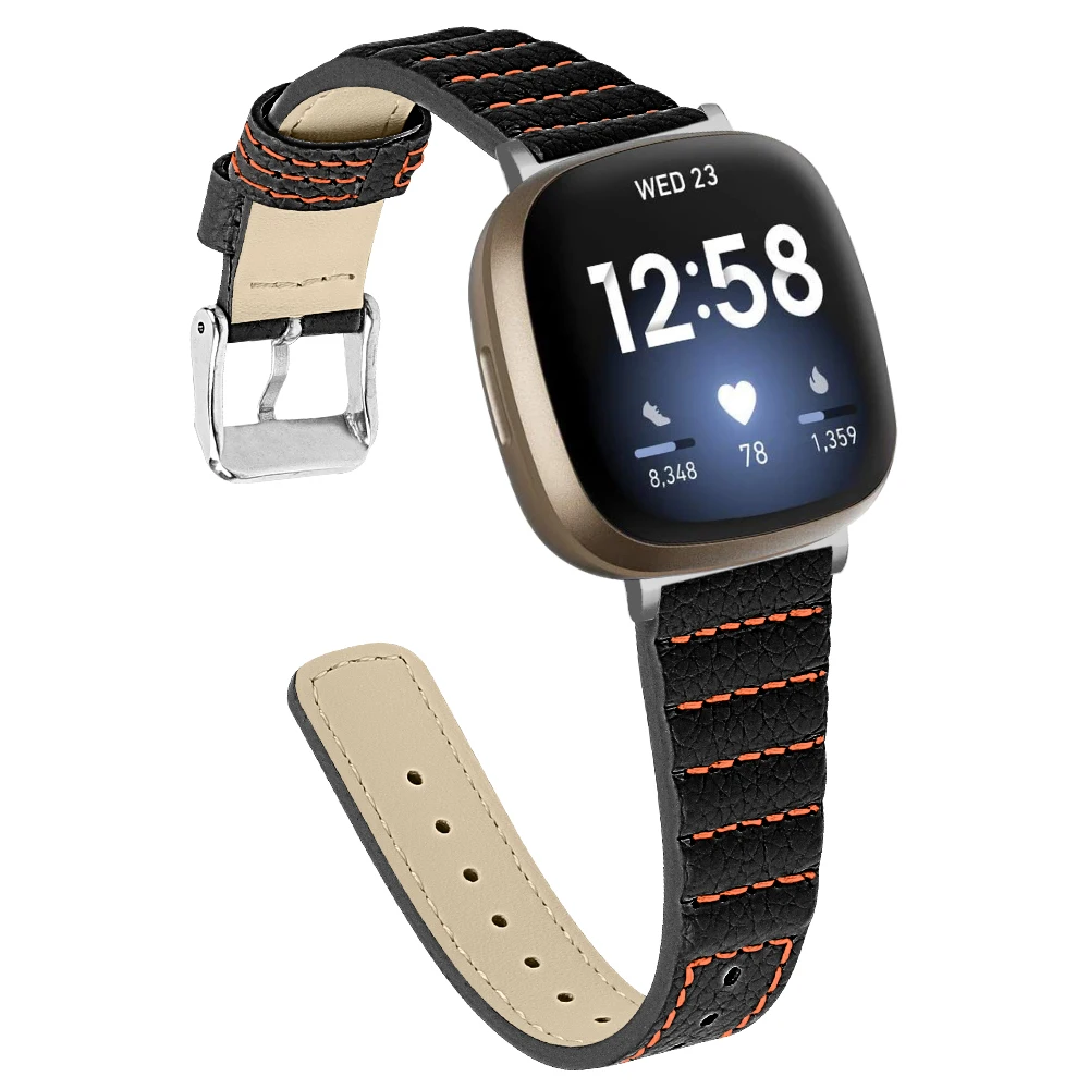 Кожаный ремешок для Fitbit Versa 3 Versa 4-полосный браслет Wave для женщин и мужчин, ремешок для часов correa для Fitbit sense, аксессуары sense 2 Изображение 2