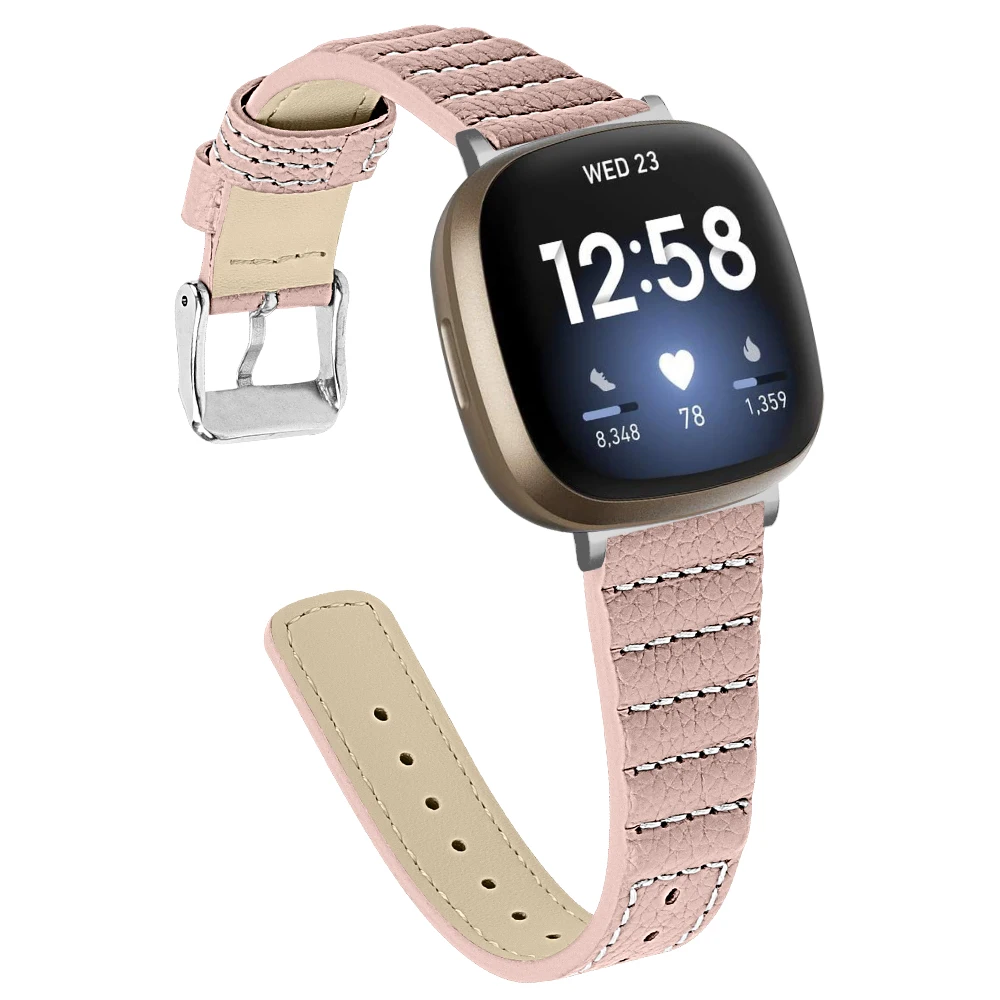 Кожаный ремешок для Fitbit Versa 3 Versa 4-полосный браслет Wave для женщин и мужчин, ремешок для часов correa для Fitbit sense, аксессуары sense 2 Изображение 3