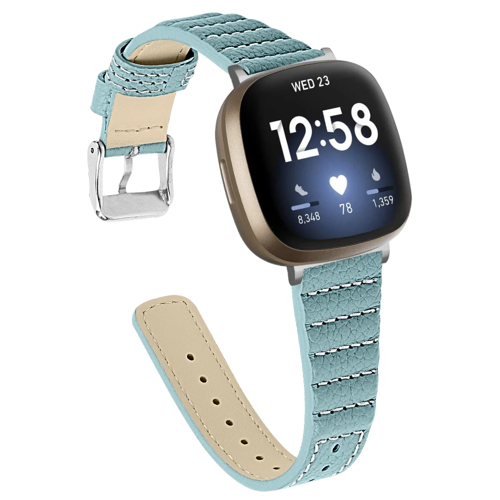 Кожаный ремешок для Fitbit Versa 3 Versa 4-полосный браслет Wave для женщин и мужчин, ремешок для часов correa для Fitbit sense, аксессуары sense 2 Изображение 4